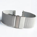 Mesh Loop Strap Stainless Steel Metal Quick Release Bracelet Double Press Butterfly Buckle Watch Band