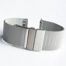 Mesh Loop Strap Stainless Steel Metal Quick Release Bracelet Double Press Butterfly Buckle Watch Band