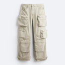 Spring Cargo Pants Men Streetwear Patchwork Straight Pants Casual Men Denim Trousers