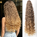 22 Inch Deep Wave Crochet Hair Ombre Brown Blonde Water Wave Braiding Hair Extensions for Women Daily Use