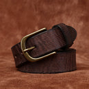 Genuine Leather Belt for Men Thick Copper Buckle Jeans Casual Belts Waistband Retro
