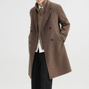 Men Coat Coffee Woolen Double Thick Long Windbreaker Men Overcoat