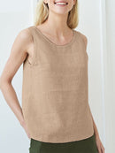 Women Tank Tops Sleeveless O-Neck Solid Casual Elegant Vest Camisole Holiday Beach Summer Shirt