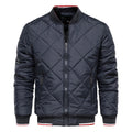 Autumn Winter Jacket Men Stand Collar Red Stripe Sleeve Zipper Casual Cotton Padded Coats