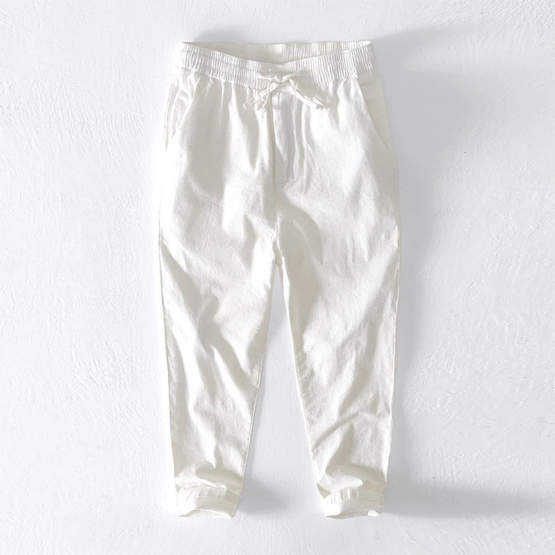Men Spring Summer Ankle Pants Loose Casual Tapered Long Trousers