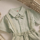Toddler Infant Kid Baby Boy Clothes Set Little Gentleman Plaid Shirt Overalls Shorts Outfits Summer