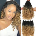 Woman with styled hair and hair extensions showing ombre color transition from black to blonde, Obroi