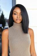 10 Inch Straight Bob Wig Glueless Human Hair Kinky Straight Short Bob Ready to Wear Natural Color