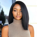 10 Inch Straight Bob Wig Glueless Human Hair Kinky Straight Short Bob Ready to Wear Natural Color