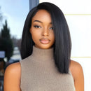 10 Inch Straight Bob Wig Glueless Human Hair Kinky Straight Short Bob Ready to Wear Natural Color