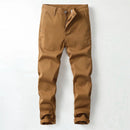 Men's Casual Pants Stretch Cotton Regular Straight Pockets Designer Trousers