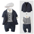Baby Boys Set Casual Gentleman Coat Stripe Jumpsuit Kids Boutique Clothes