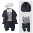 Baby Boys Set Casual Gentleman Coat Stripe Jumpsuit Kids Boutique Clothes