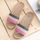 Women Linen Slippers Floor Shoes Summer Silent Slippers Ladies Open Toe Comfortable Slippers