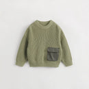 Outdoor Style Boys Crew Neck Twisted Knit Sweater for Winter
