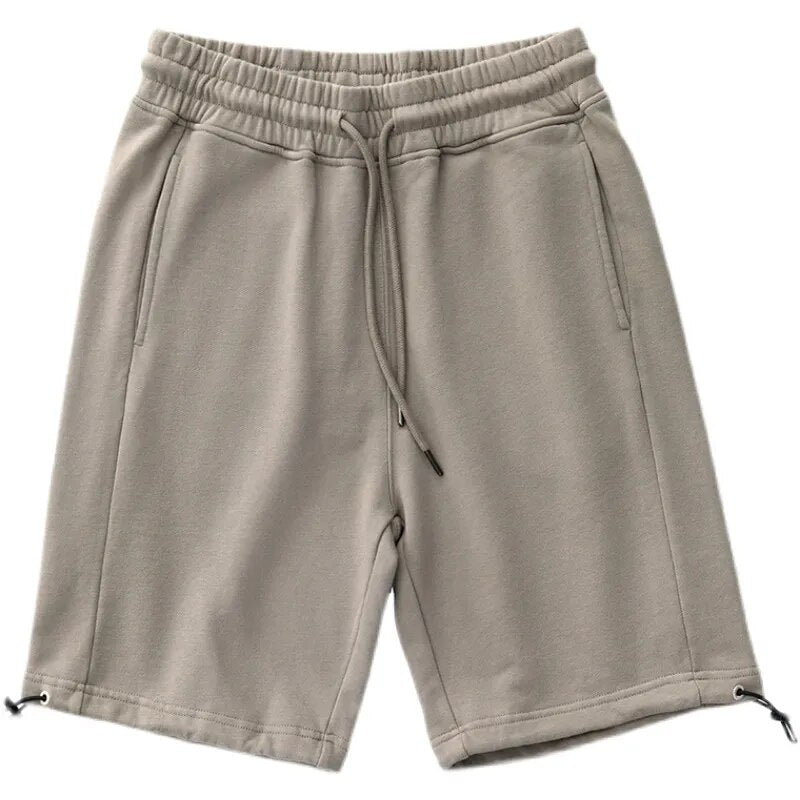 Summer Retro Knitted Shorts Men's Straight Washed Pure Cotton Drawstring Loose Sports Shorts