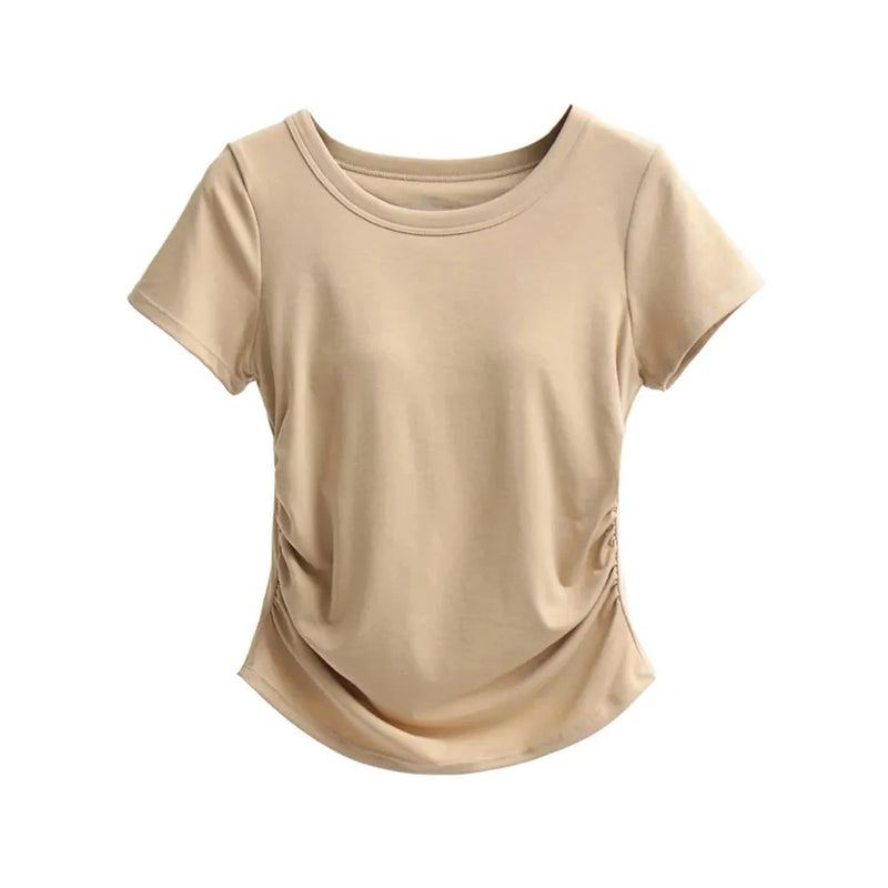 Women's Bra T-Shirts Tops Tees Round Neck Short Sleeve Sexy Casual