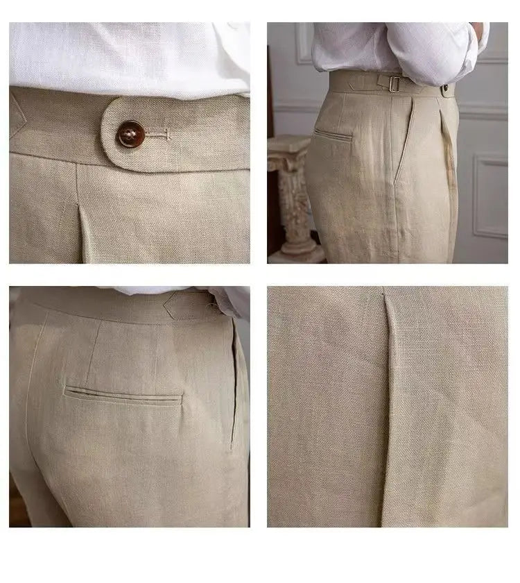 Spring Autumn Men Linen Pants Trousers Lightweight Breathable Casual Pants