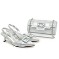 Crystal Shoes and Bags Set Rhinestone Evening Party Luxury Bag Women Wedding Pumps