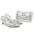 Crystal Shoes and Bags Set Rhinestone Evening Party Luxury Bag Women Wedding Pumps