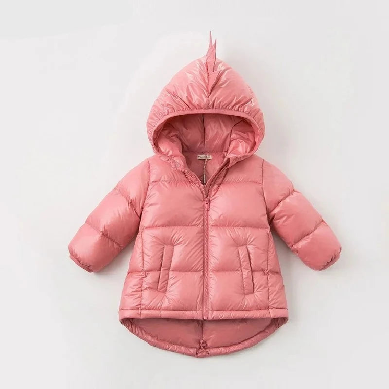 Children's dinosaur down jacket children's hooded solid down jacket cartoon winter coat