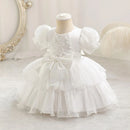 Baby Party Dress Pearl Lace Princess Dresses for Girls First Birthday Baptism Wedding Flower Applique Gown