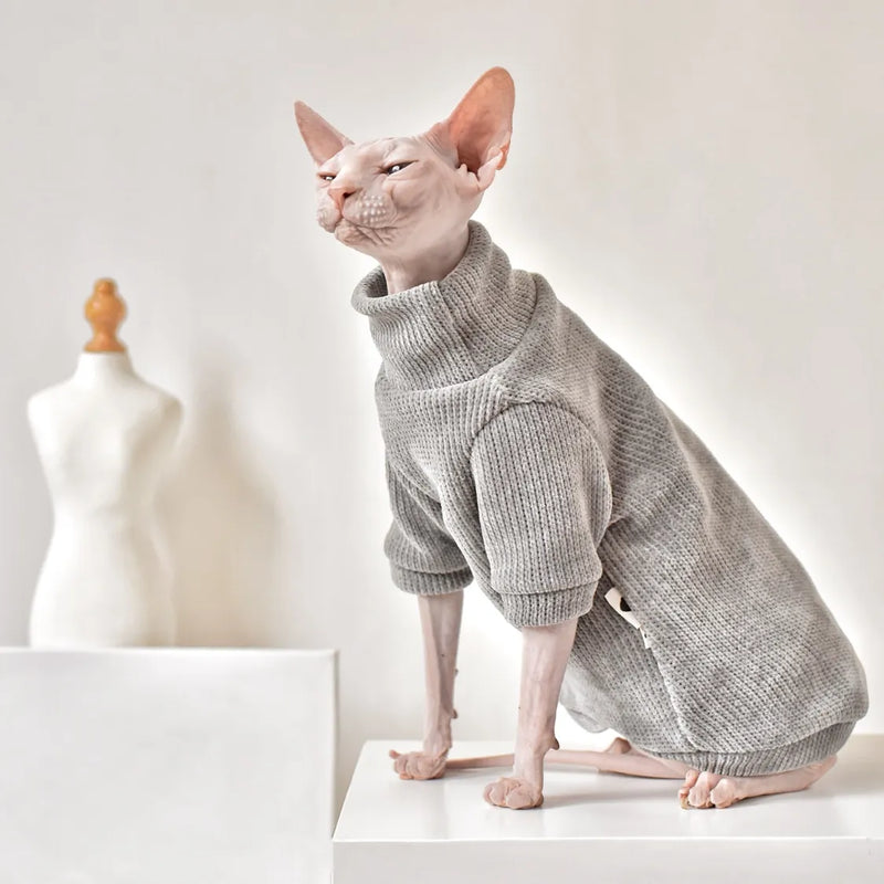 Elegant  Warm Cat Sweater Kitty Hairless Bald Cat Clothes for Cat Comfort Winter Dress for at Clothes