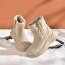 Snow Boots Women Genuine Leather Round Toe Non-Slip  Waterproof Solid Neutral Winter Ladies Shoes Handmade