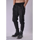 Casual and versatile pants personalized zipper small foot Harlan pants men's slim fitting and legged overalls trend