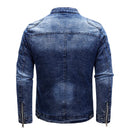 Fleece Denim Jacket Men Streetwear Motorcycle Biker Coats Slim fit Jackets Male Clothes
