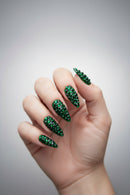 10pcs high-end Court emerald green scheme glittering with diamonds all over handmade nails