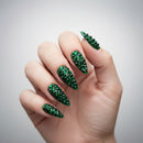 10pcs high-end Court emerald green scheme glittering with diamonds all over handmade nails