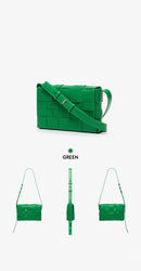 Handbag Woven Genuine Leather Box Bag Shoulder Crossbody Purse Women's Female Luxury Classical