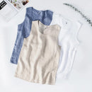 Linen Vest Men Summer Solid O-neck Sleeveless Waistcoat Simple Casual Loose Tess