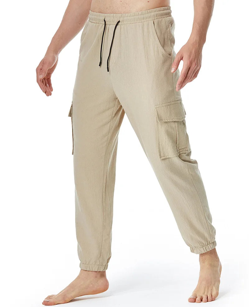 Mens Cargo Pants Casual Lightweight Elastic Waist Summer Beach Pants Men Trousers Pantalones