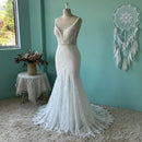 Mermaid Wedding Dress Bohemia Lace Appliques Straps Bridal Gowns