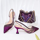 Shoes and bag Shiny full diamond bags and stiletto shoes pointed toe shoes