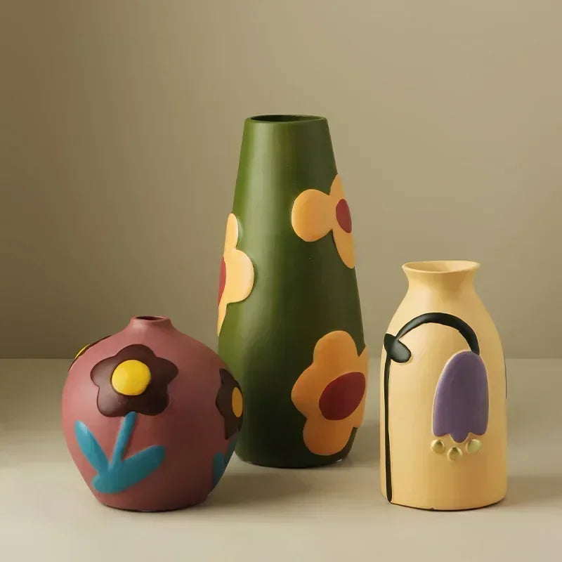 painted ceramic vase living room flower arrangement ornaments creative home accessories