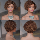Rose Curly Short Bob Wig Highlight 4/27 Honey Blonde Human Hair Bob Wig Deep Curly For Women Human Hair