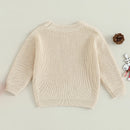 Baby Girls Christmas Knit Sweater Fall Clothes Long Sleeve Letter Embroidery Pullover Knitwear Xmas Warm Clothes