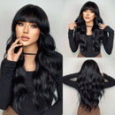 Long Fluffy Wave Blonde Wigs with Bangs Cosplay Natural Ombre Wigs for Women