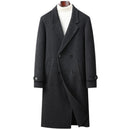 Men Coat Coffee Woolen Double Thick Long Windbreaker Men Overcoat