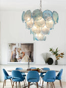 Art Handmade Glass Blue Chandeliers Italian Foyer Design Idea Home Deco Hanging Lamps for Ceiling Dinging Room