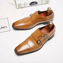 Luxury Men Dress Shoes Pointed Toe Buckle Monk Strap Shoes for Men
