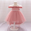 Little girl flower bow decoration party dress cute suitable for one-year birthday ceremony Flower girl flower