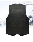 Genuine Leather Man Vest Waistcoat Jacket Thick Motorcycle Multi Pocket leather biker Men