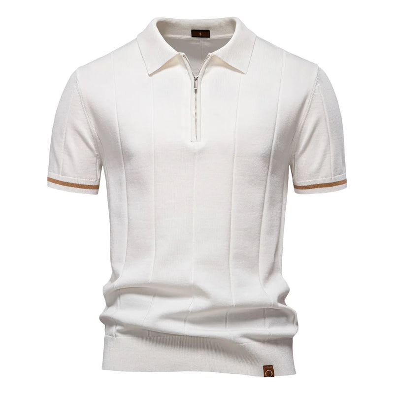 Summer Men's Knit Polo Shirt - Breathable & Stretch Turn-Down Collar Social Events