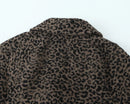 Woman Wool Blend Animal Printed Coat Casual Slim Long Sleeve Jacket Winter
