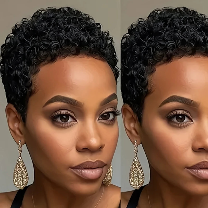 Pixie Cut Wigs Human Hair Wig For Black Women Short Afro Kinky Curly Machine Made Wigs