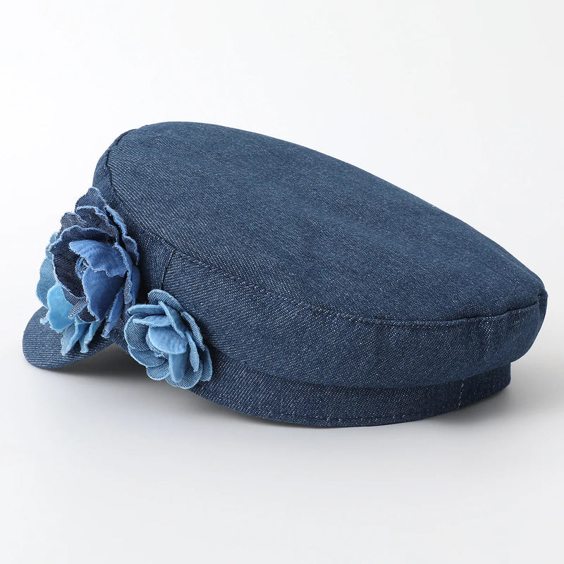 Elegant Flat Top Navy Hat Student Hat Small Crowned Face Small Sunshade Hat